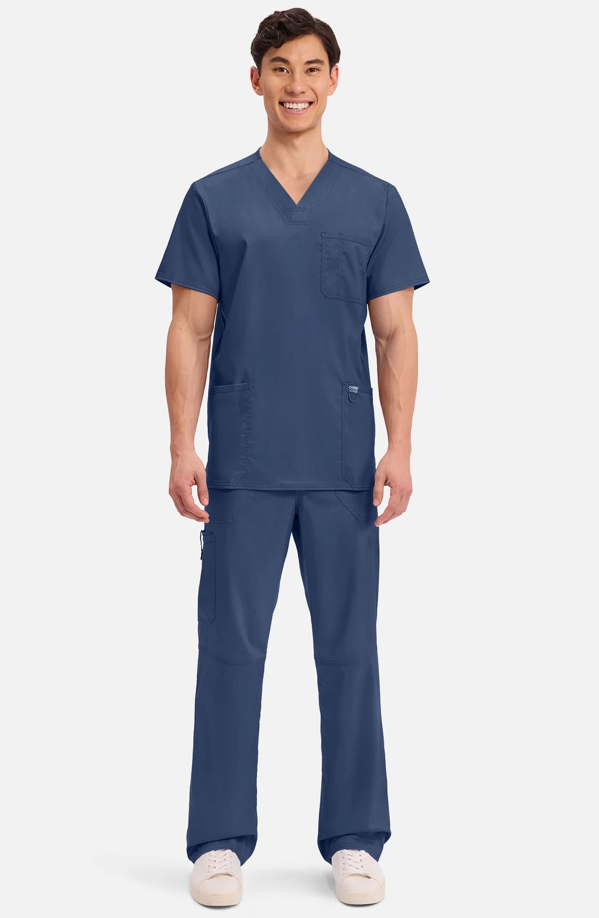 Men's Scrub Top V-Neck Top Navy Cherokee Workwear Revolution MDF Instruments WW670