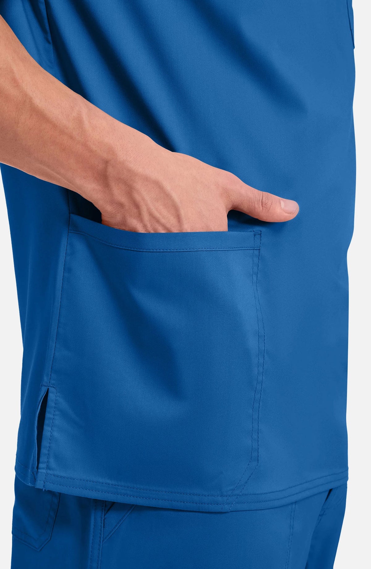 Men's Scrub Top V-Neck Top Royal Blue Cherokee Workwear Revolution MDF Instruments WW670