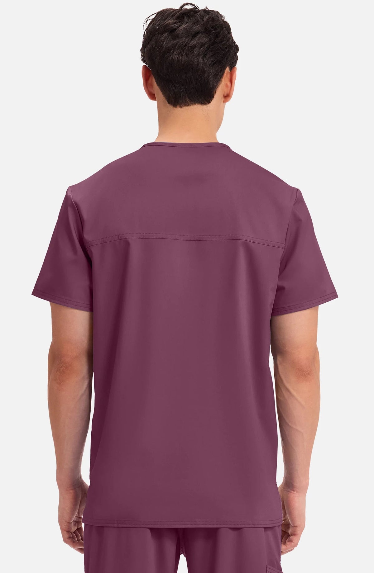 Men's Scrub Top V-Neck Top Wine Cherokee Workwear Revolution MDF Instruments WW670