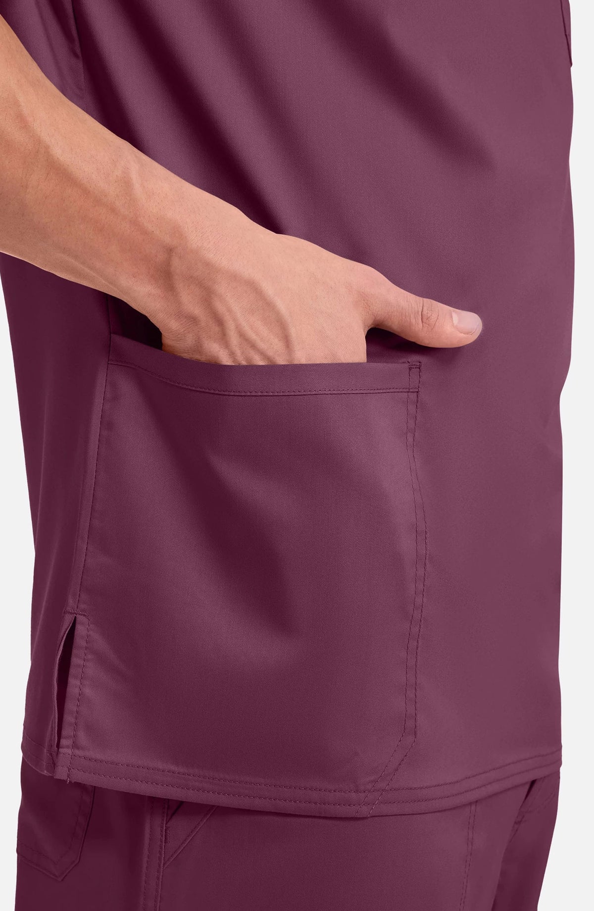 Men's Scrub Top V-Neck Top Wine Cherokee Workwear Revolution MDF Instruments WW670