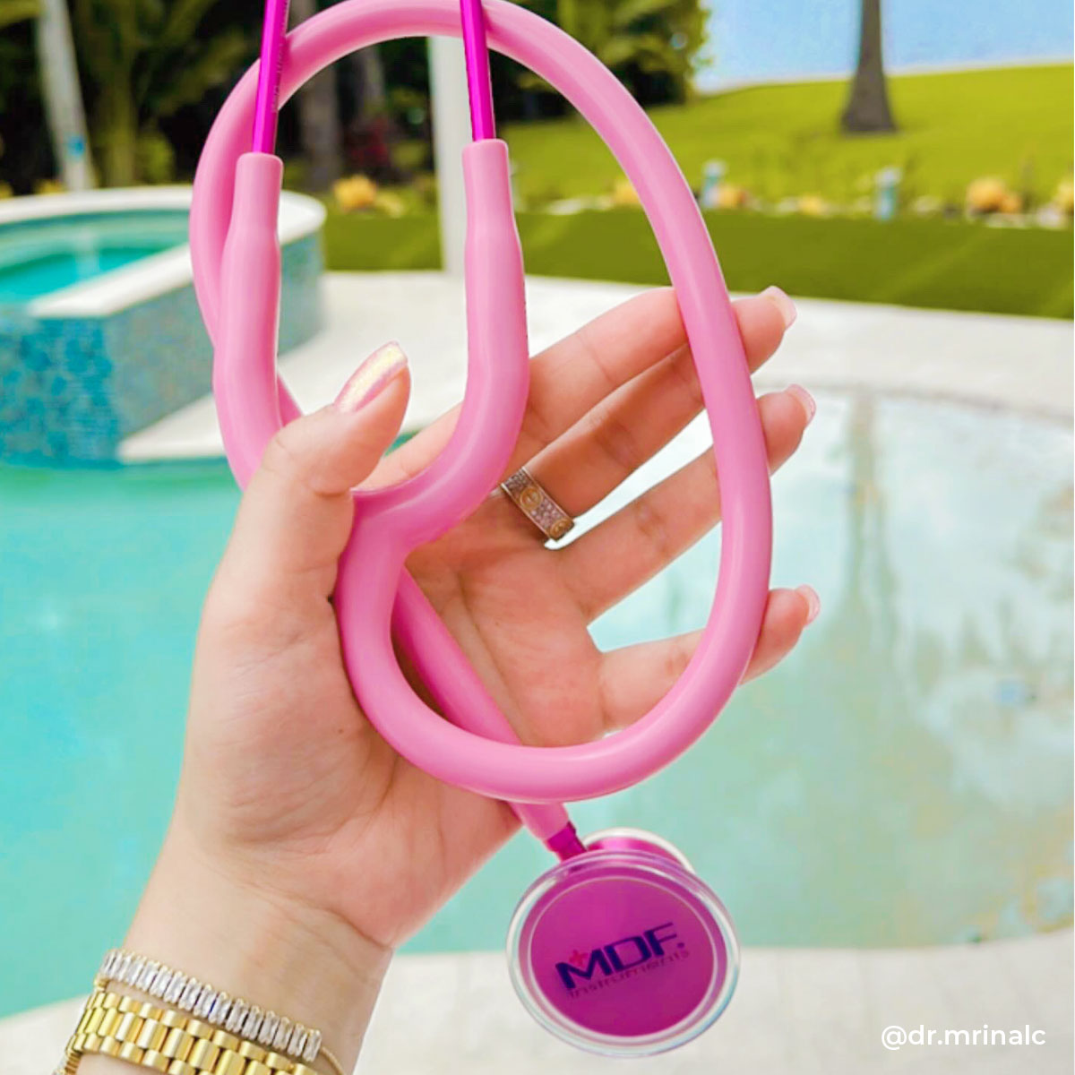 Pink Stethoscope MDF Instruments Acoustica Lightweight Dual Head Cosmo Light Pink and Pinkalloy
