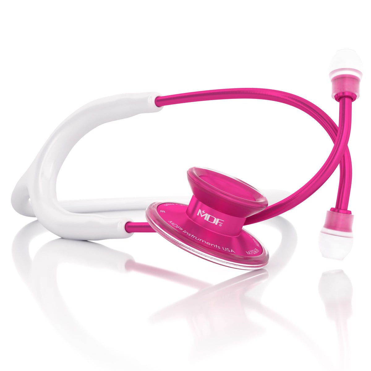 Pink Stethoscope MDF Instruments Acoustica Lightweight Dual Head BlaBlanc White and Pinkalloy