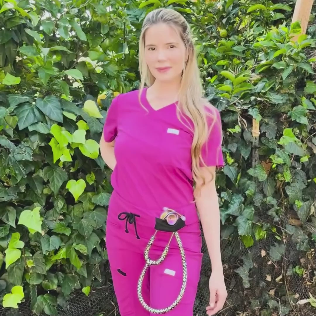 Women's Scrubs Tuck-In Top Magenta OliveUs MDF Instruments