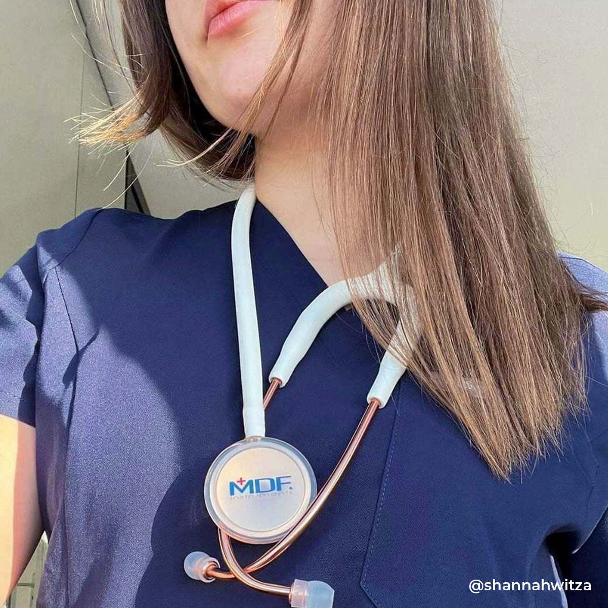 Stethoscope MDF Instruments MD One Stainless Steel Adult Dual Head Rose Gold and White