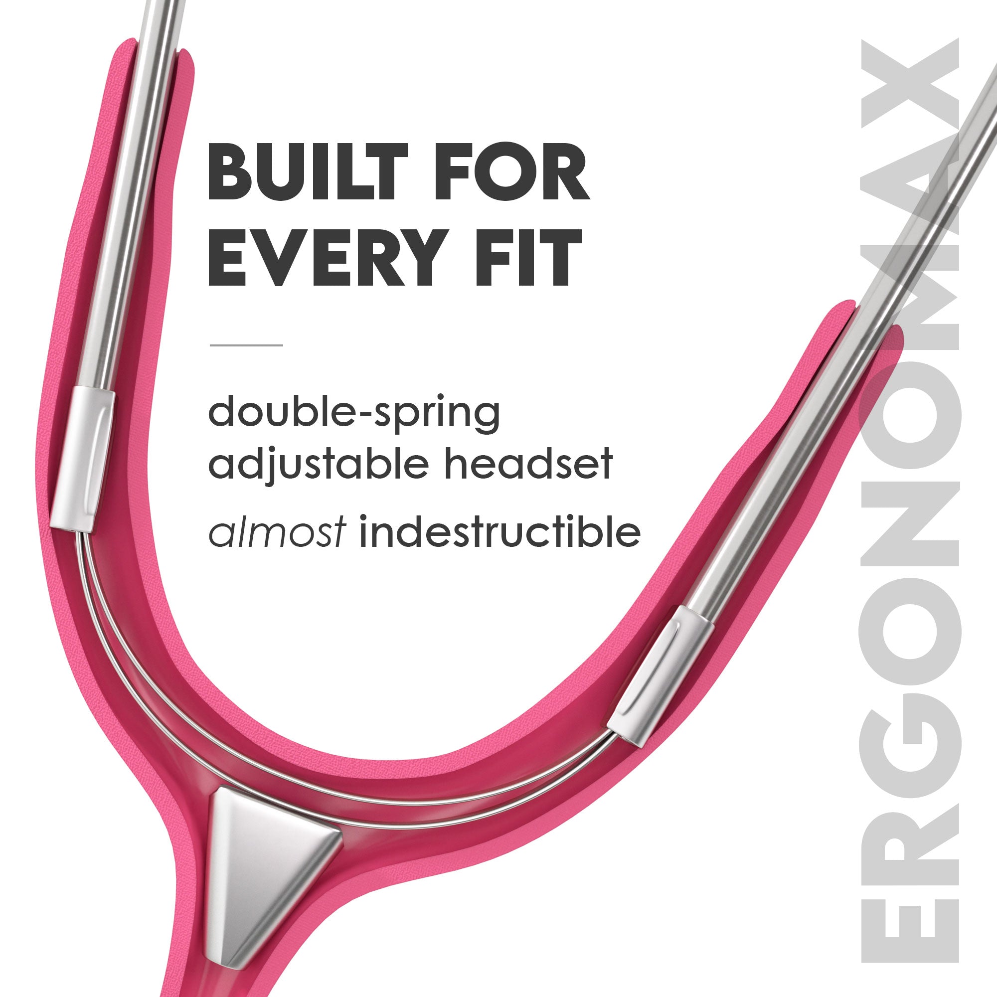 Stethoscope MDF Instruments MD One Stainless Steel Adult Dual Head ThinkPink Bright Pink Patented Ergonomax Headset