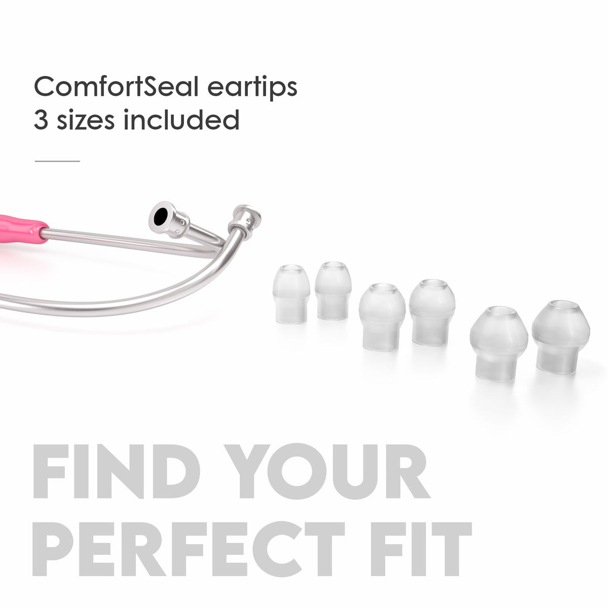 Stethoscope MDF Instruments MD One Stainless Steel Adult Dual Head ThinkPink Bright Pink 3 Sizes of ComfortSeal Eartips Included