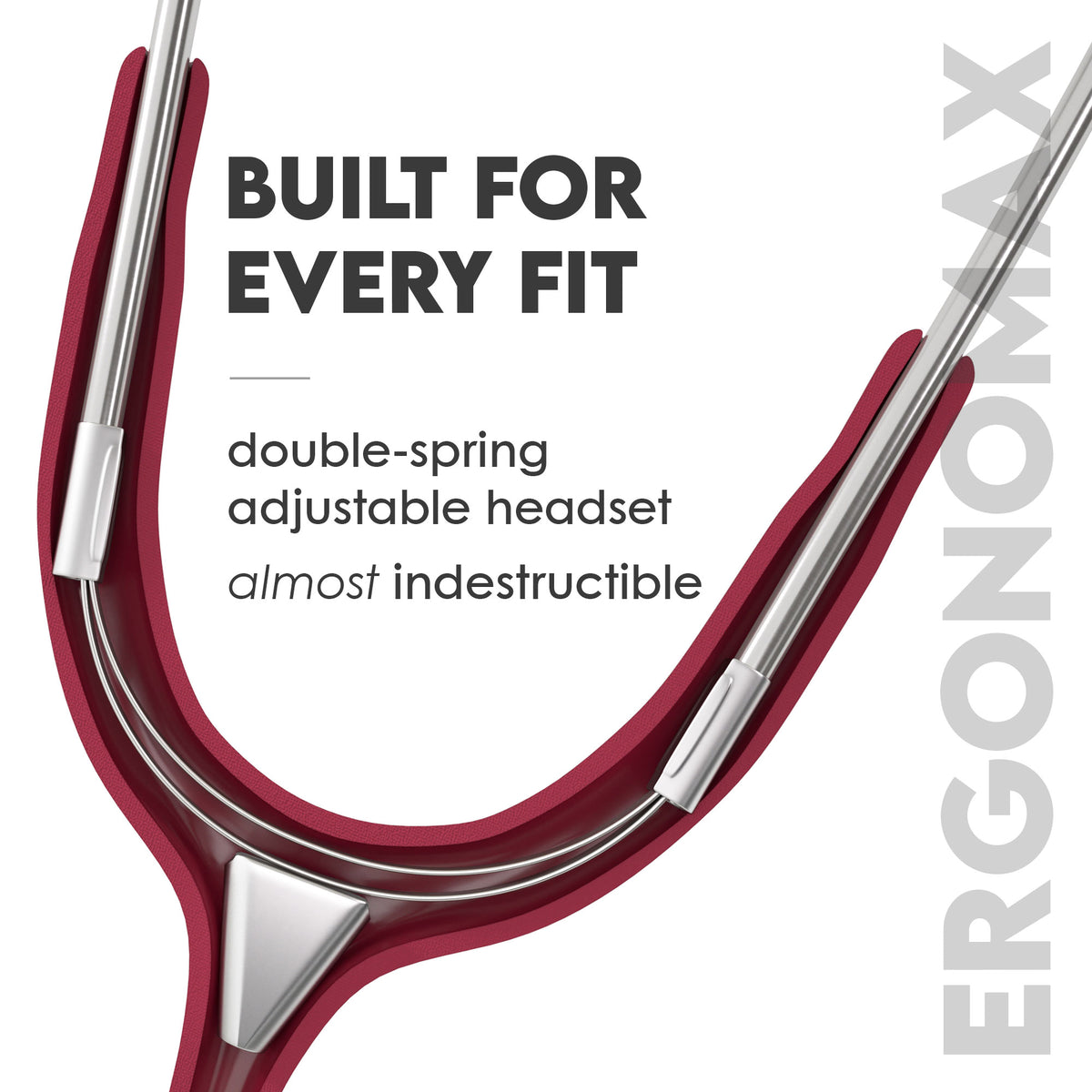 Stethoscope MDF Instruments MD One Stainless Steel Adult Dual Head Napa Burgundy Red Patented Ergonomax Headset