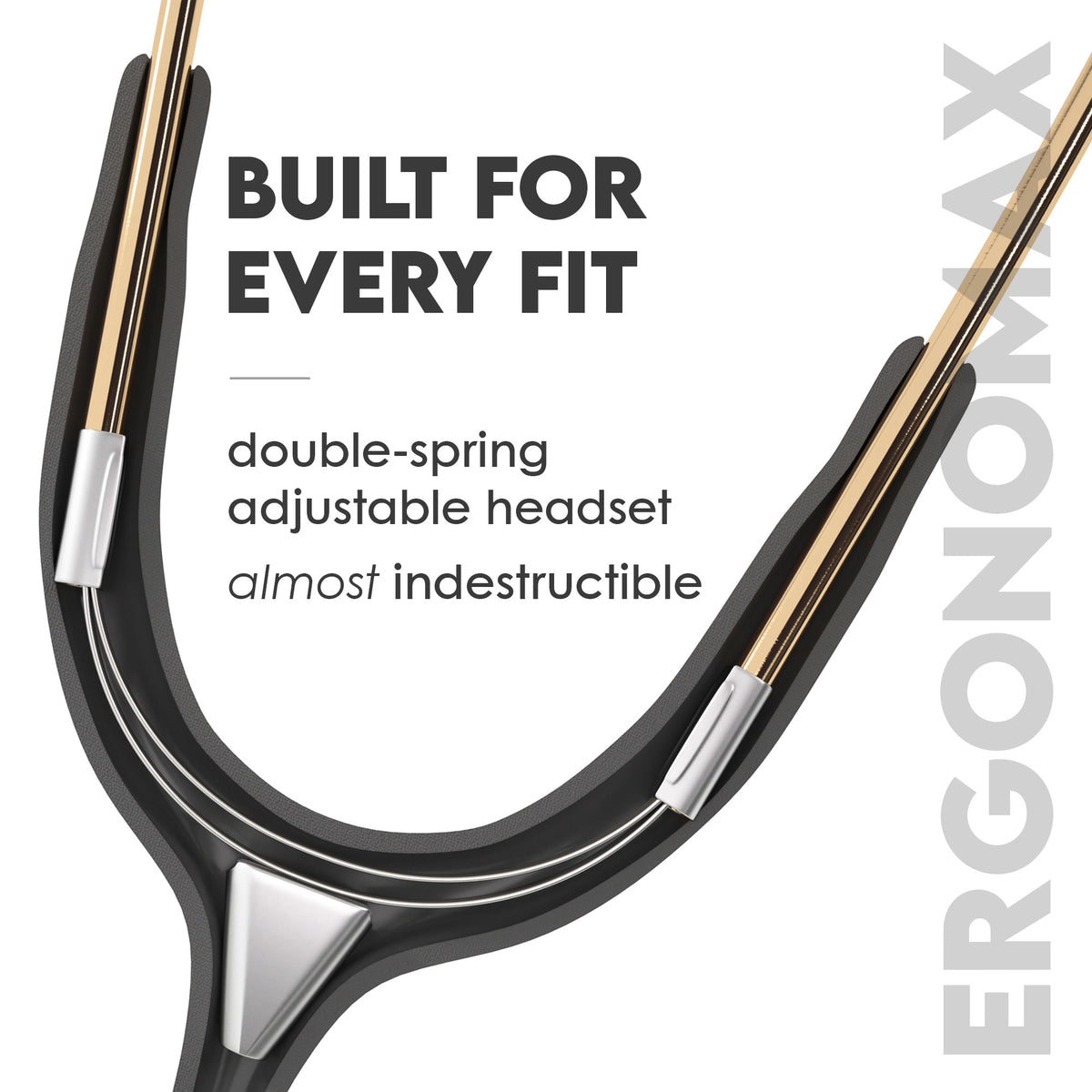 Stethoscope MDF Instruments MD One Stainless Steel Adult Dual Head Gold and Black Patented Ergonomax Headset