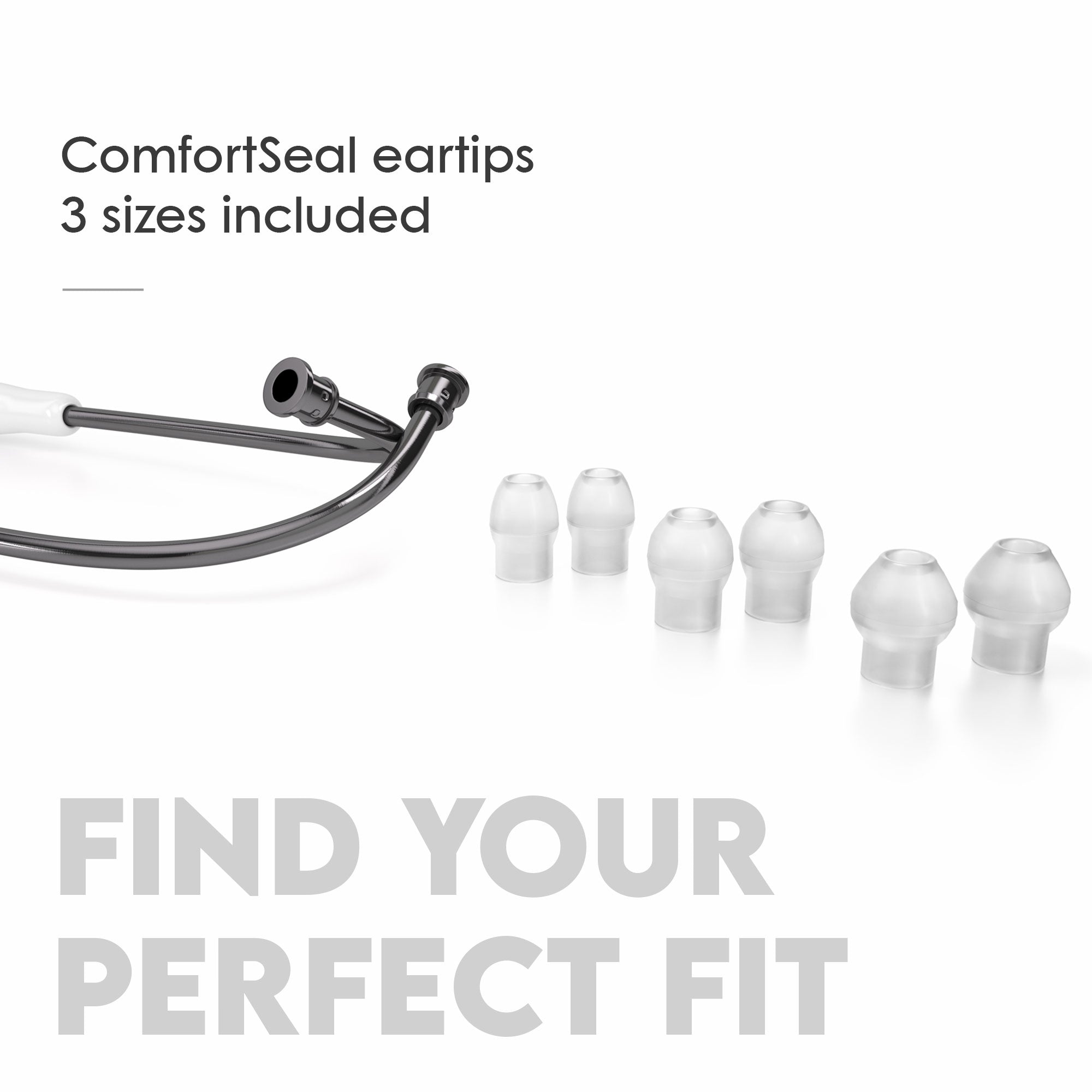 Stethoscope MDF Instruments MD One Stainless Steel Adult Dual Head Perla Noire and White 3 Sizes of ComfortSeal Eartips Included
