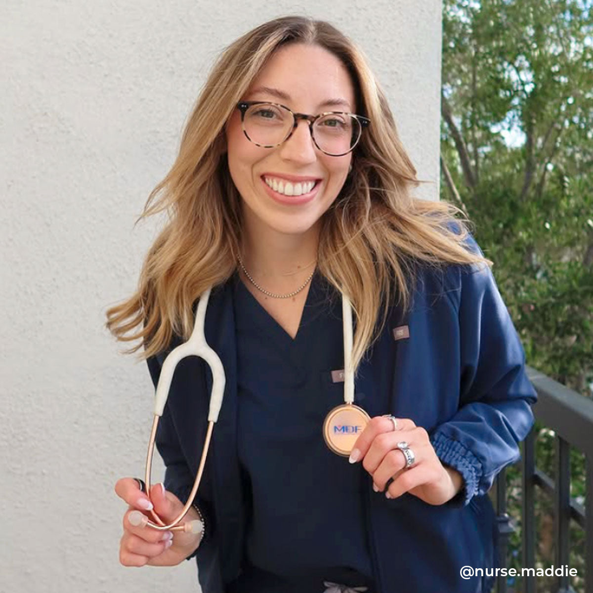 Stethoscope MDF Instruments MD One Stainless Steel Adult Dual Head Rose Gold and White
