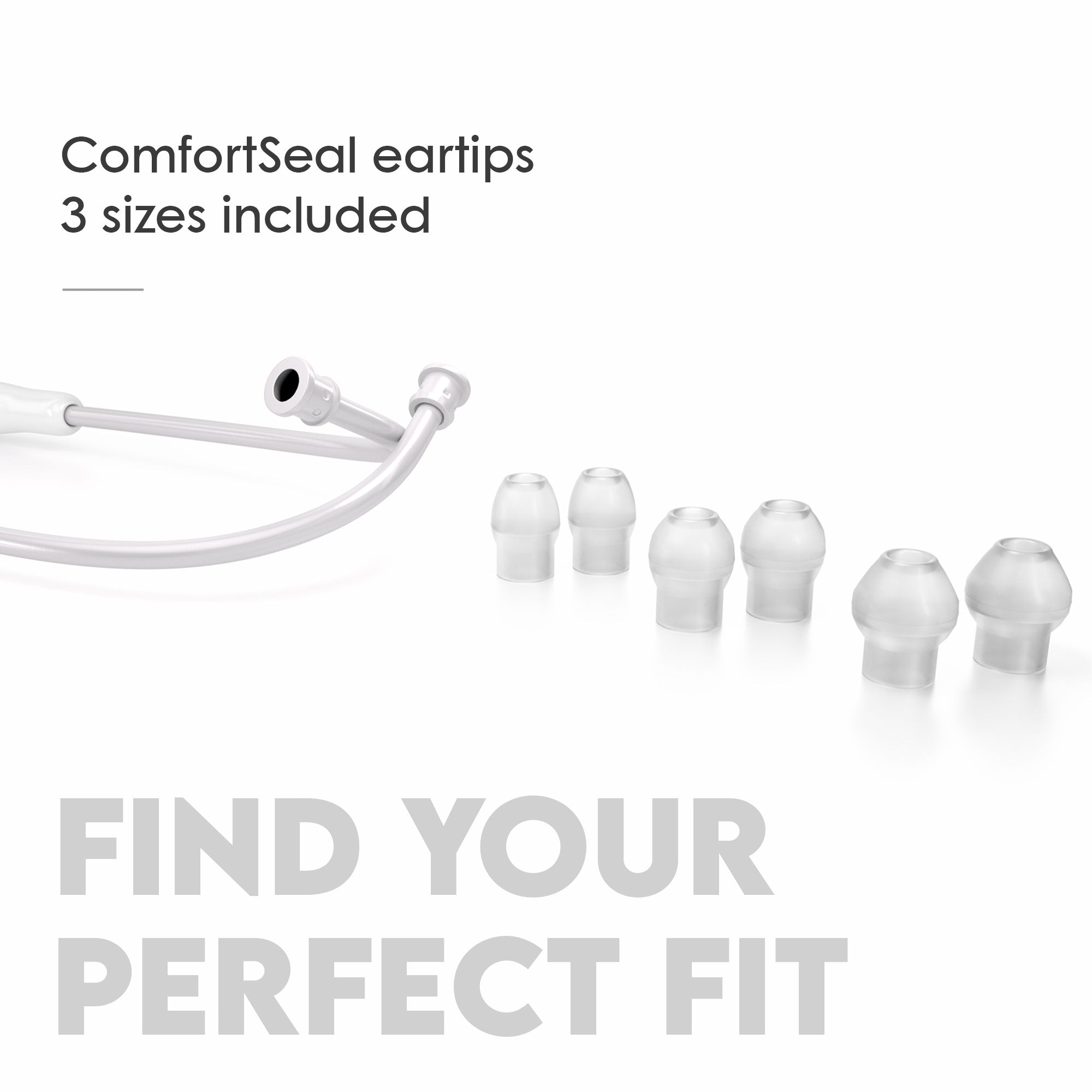Stethoscope MDF Instruments MD One Stainless Steel Adult Dual Head WhiteOut All White Patented Ergonomax Headset
3 Sizes of ComfortSeal Eartips Included