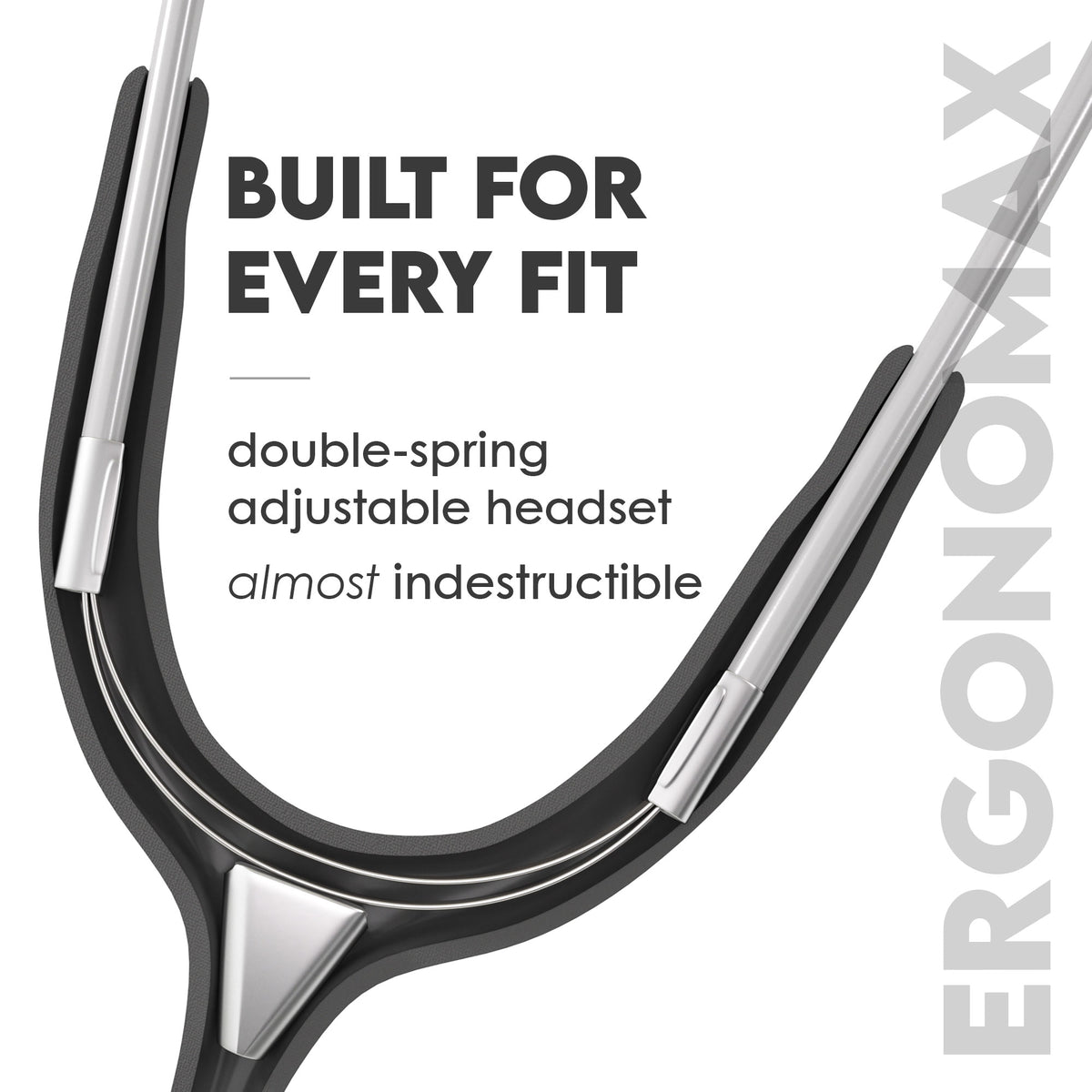Stethoscope MDF Instruments MD One Stainless Steel Adult Dual Head Black and WhiteOut Patented Ergonomax Headset