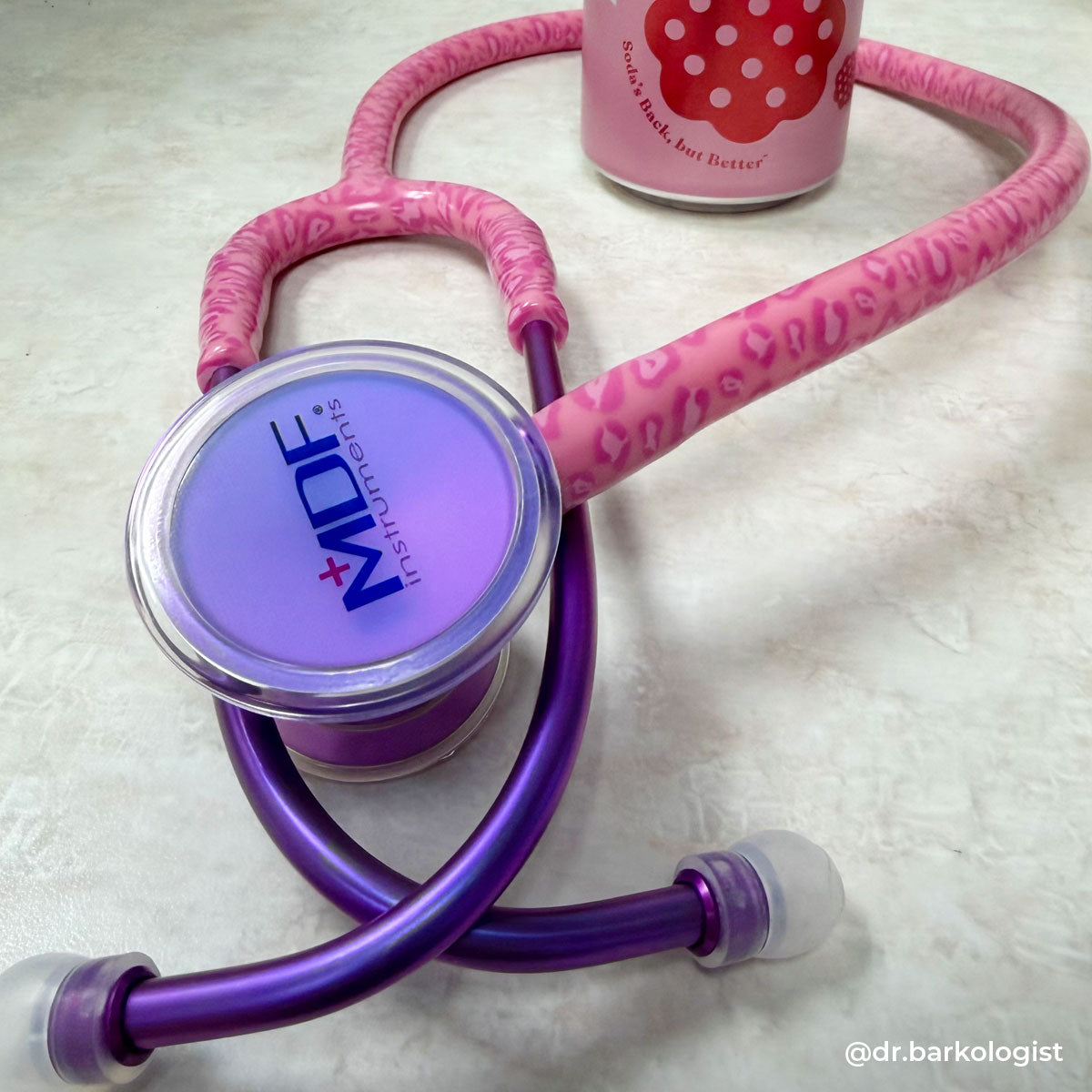 Stethoscope for Medical Professionals MDF Instruments ProCardial Titanium Cardiology Mprint Pink Leopard Print Cougar Pynk and Ultraviolet 