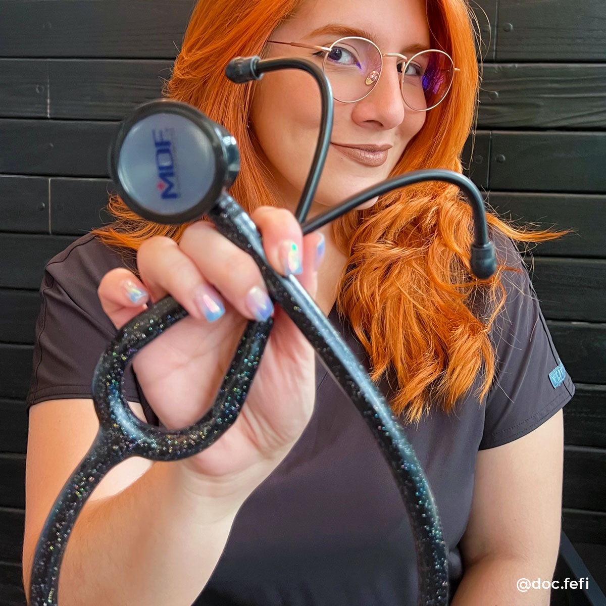 Stethoscope MDF Instruments ProCardial Titanium Cardiology Mprint Black Glitter and BlackOut