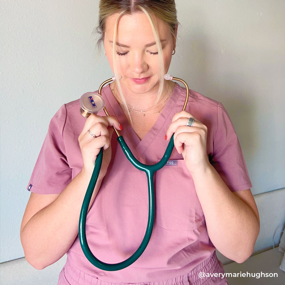 ProCardial® Titanium Cardiology Stethoscope - Green Glitter/Rose Gold