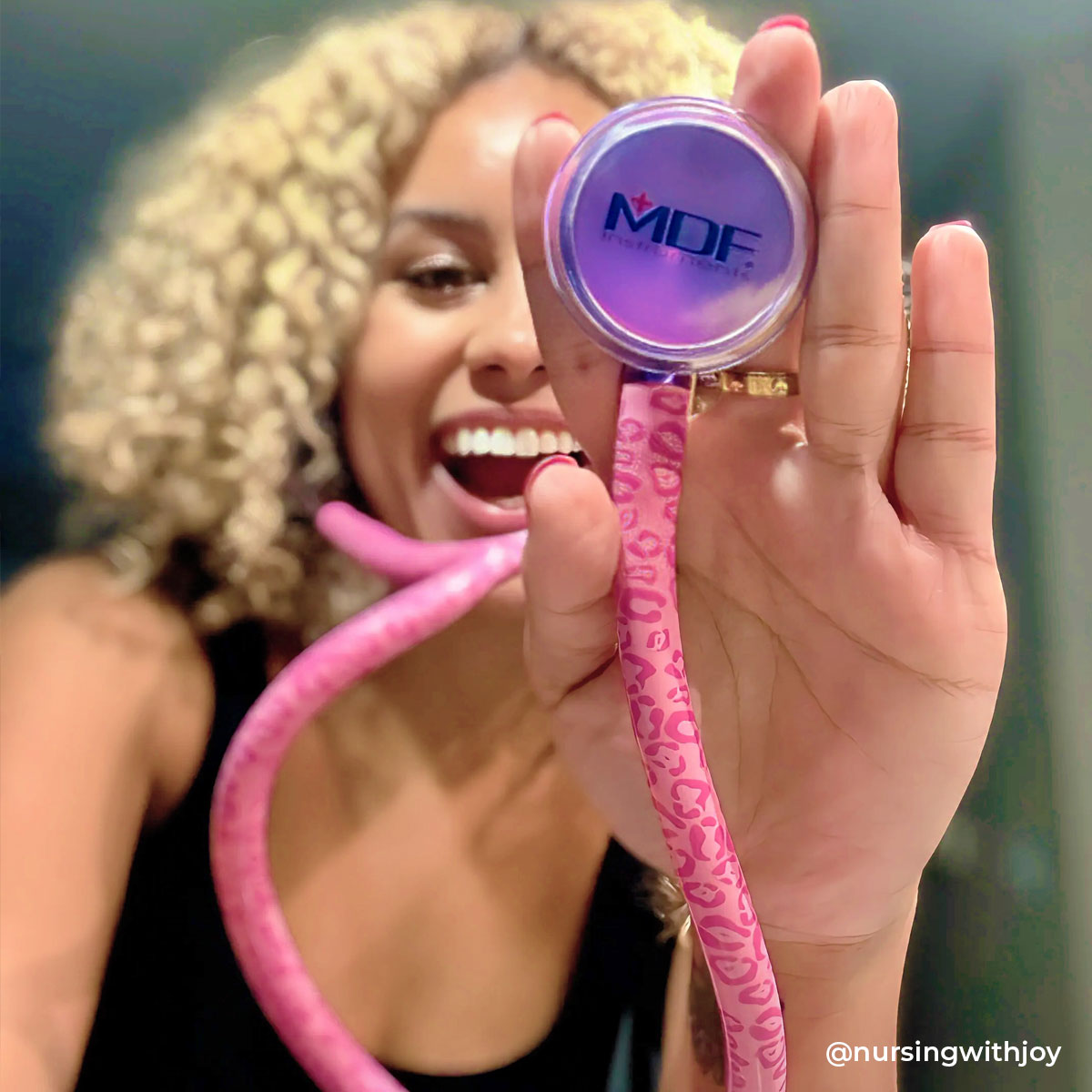 Stethoscope for Medical Professionals MDF Instruments ProCardial Titanium Cardiology Mprint Pink Leopard Print Cougar Pynk and Ultraviolet