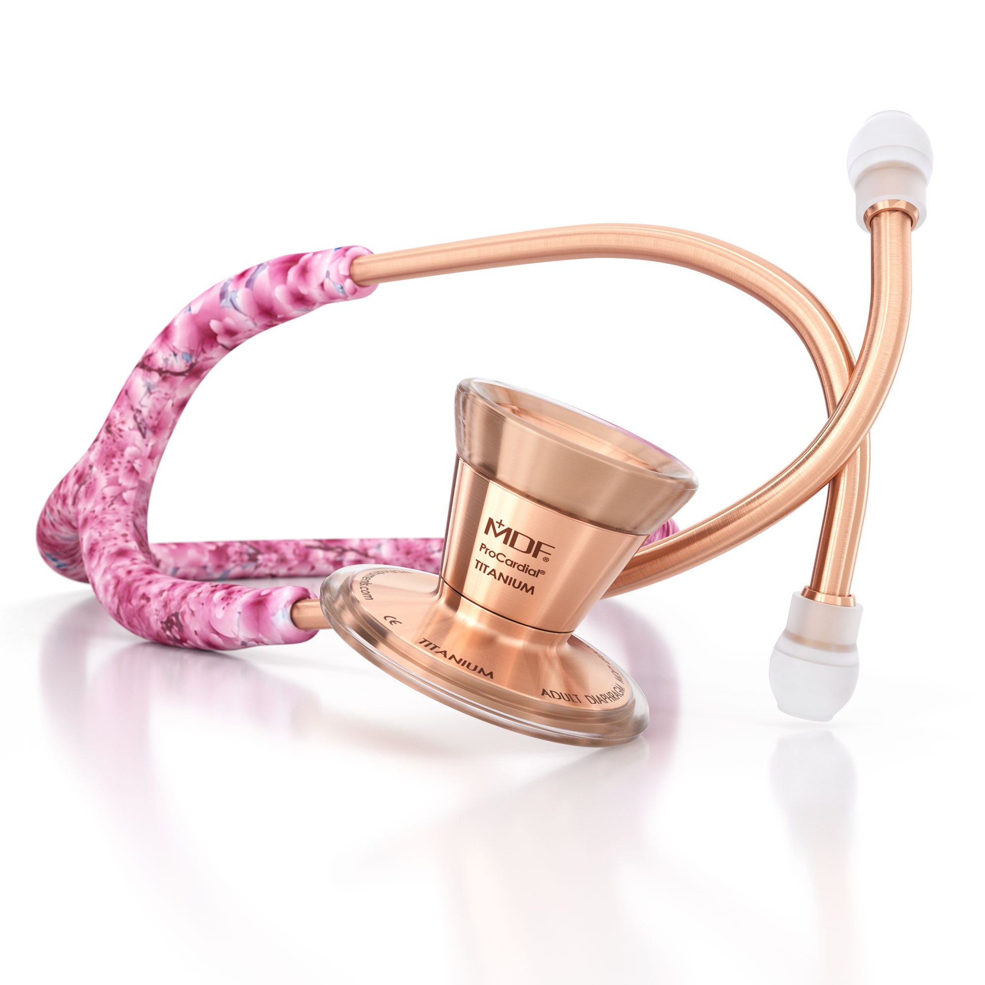 Stethoscope MDF Instruments ProCardial Titanium Cardiology Mprint Cherry Blossom Print Sakura and Rose Gold