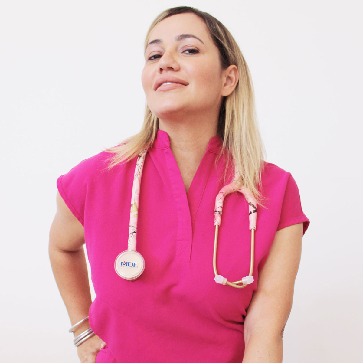 Stethoscope MDF Instruments ProCardial Titanium Mprint Pink Camo Print True Timber Conceal Pink and Rose Gold 