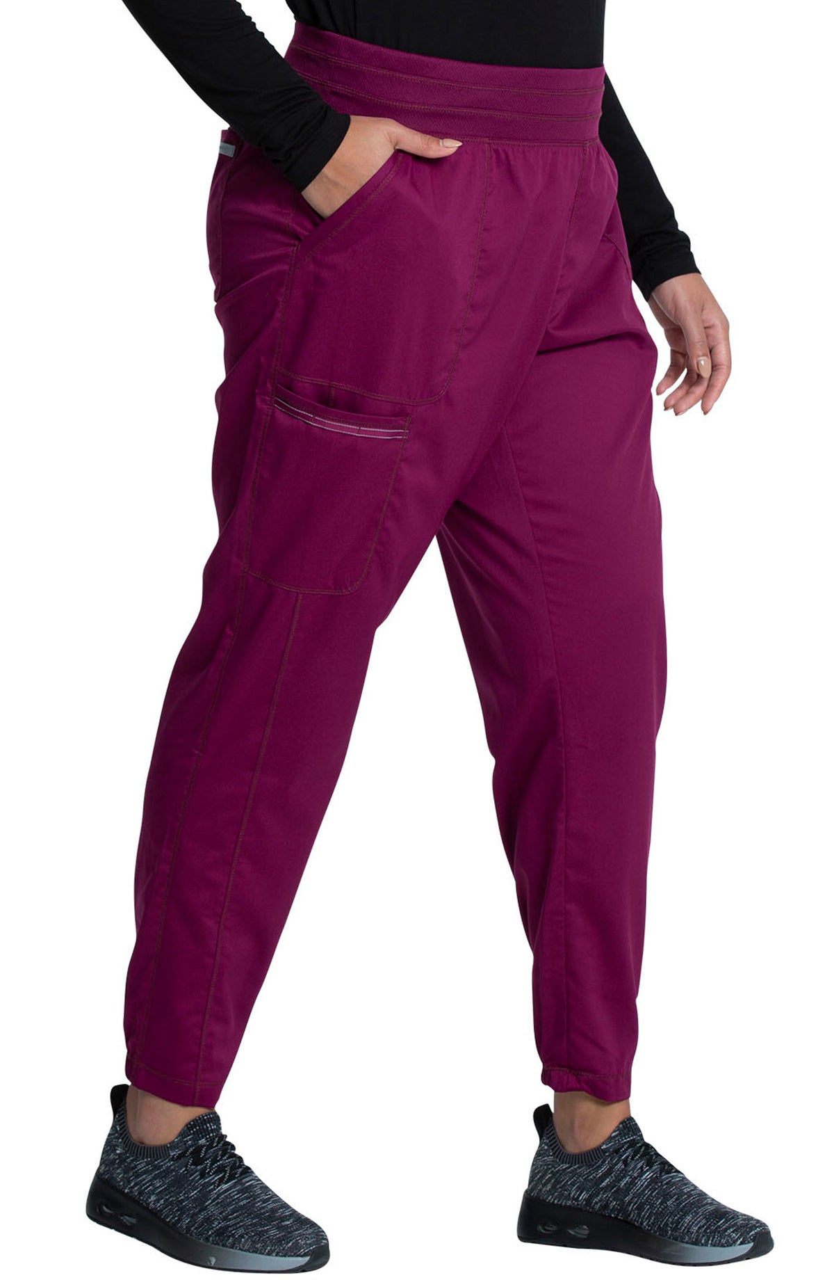 Women's Scrub Pants Joggers Wine Burgundy Cherokee Workwear Revolution MDF Instruments WW011