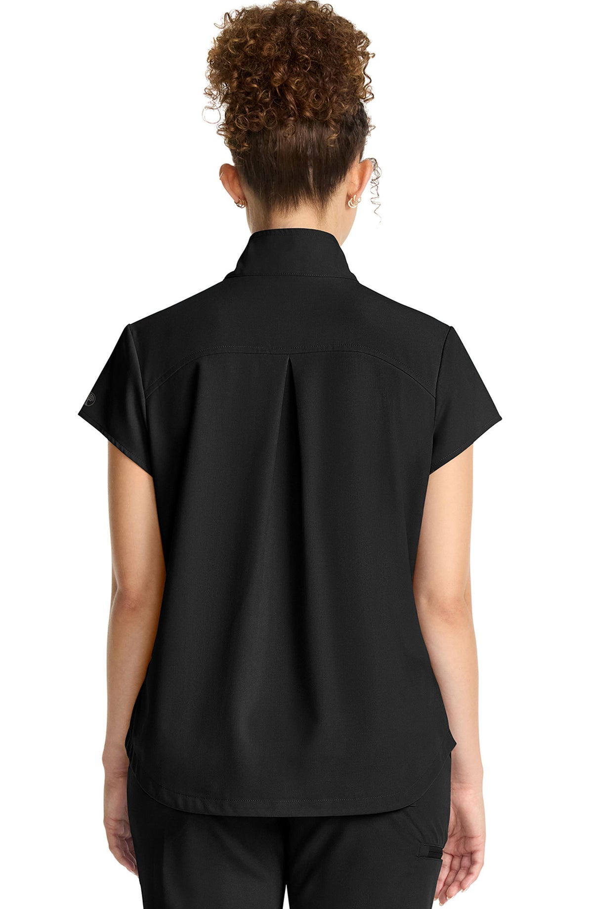 Women's Scrub Top Quarter Zip Black Healing Hands MDF Instruments HH752