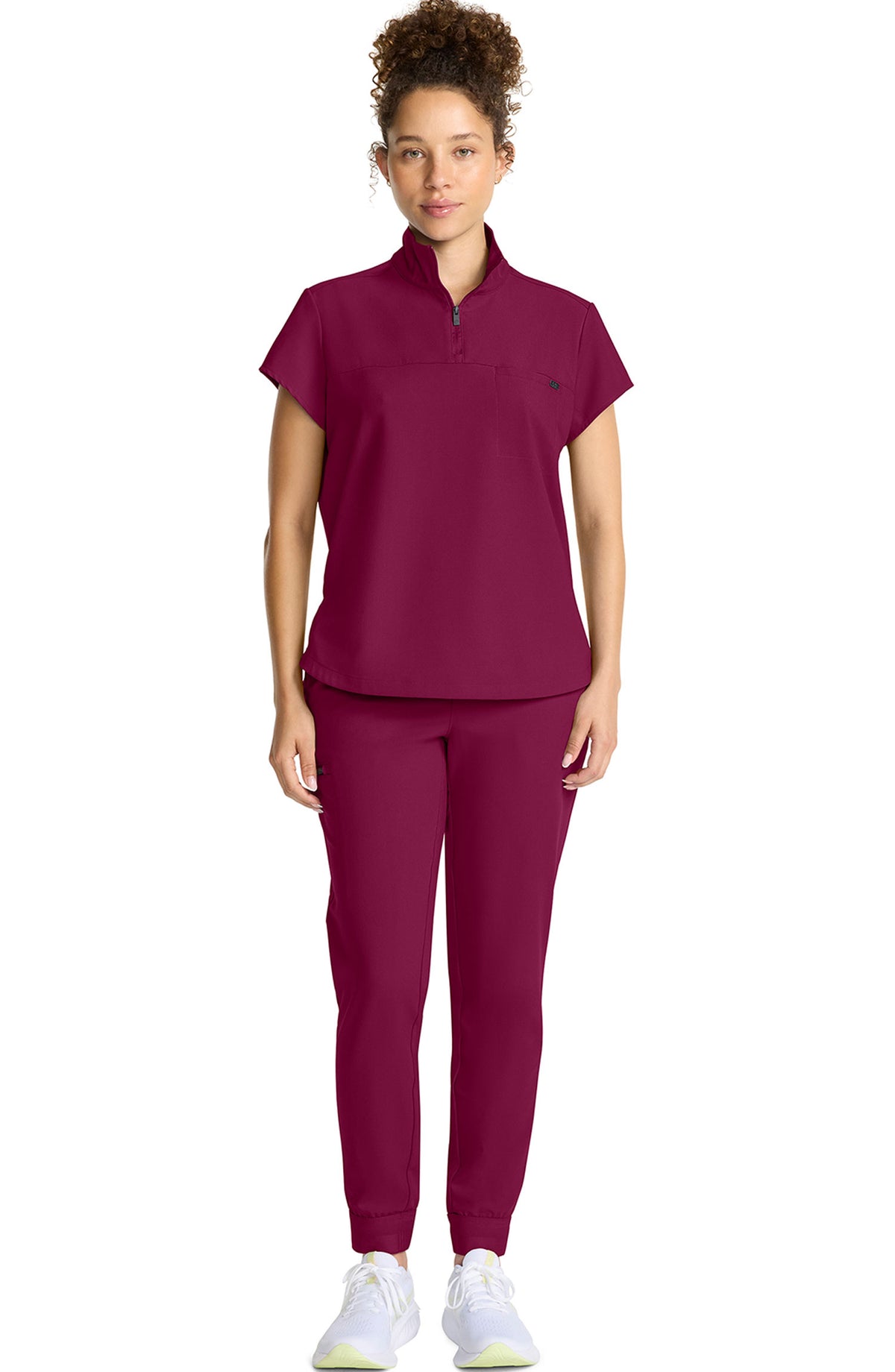 Women's Scrub Top Quarter Zip Wine Healing Hands MDF Instruments HH752