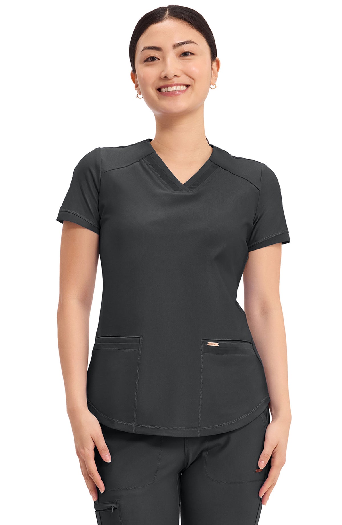Women's Scrub Top V-Neck Cherokee Form Black CK840 MDF Instruments Apparel