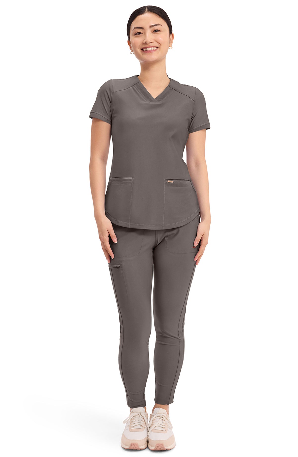 Women's Scrub Top V-Neck Cherokee Form Iron Brown CK840 MDF Instruments Apparel