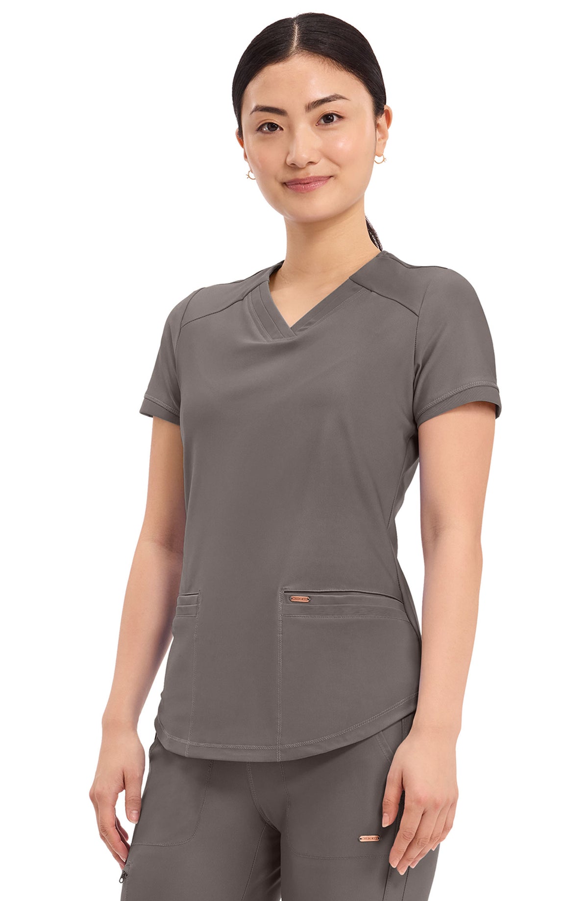 Women's Scrub Top V-Neck Cherokee Form Iron Brown CK840 MDF Instruments Apparel