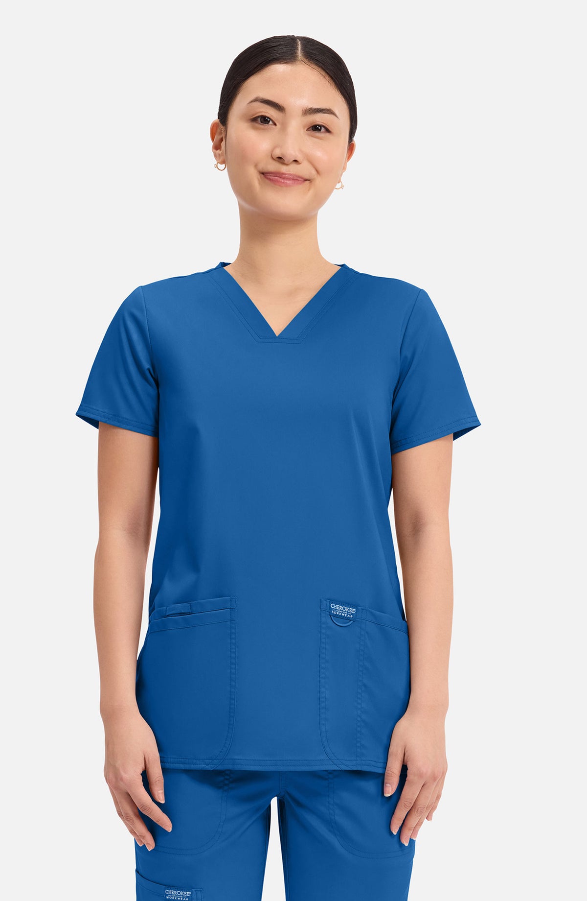 Women's Scrub Top V-Neck Royal Blue Cherokee Workwear Revolution MDF Instruments WW620