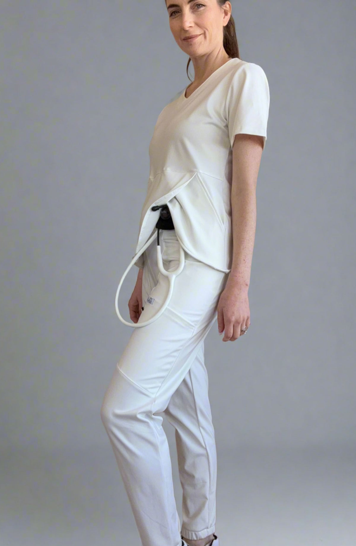 Women's Scrubs Jogger Pants Crystal White OliveUs MDF Instruments