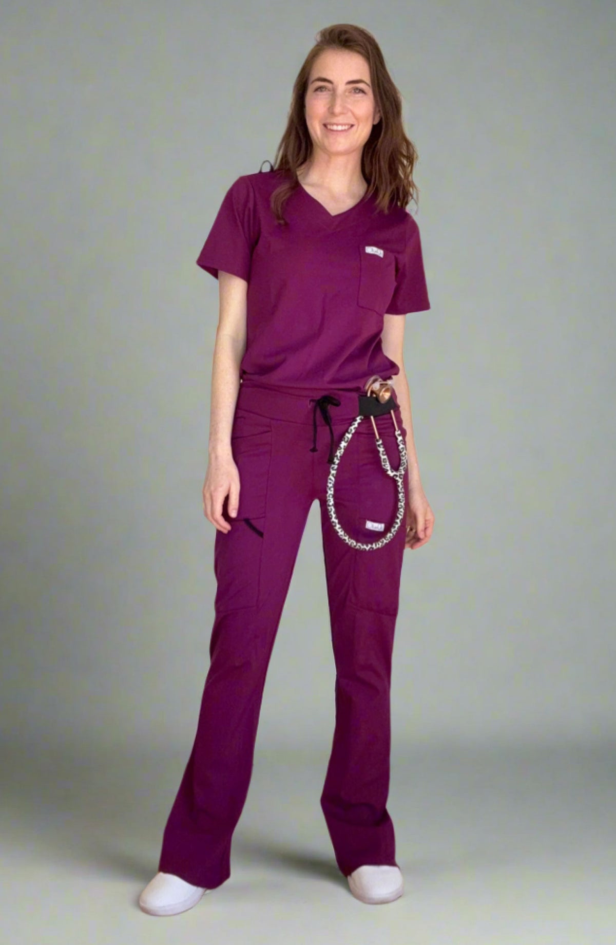 Womens Scrubs Tuck-In Top Grape Purple OliveUs MDF Instruments