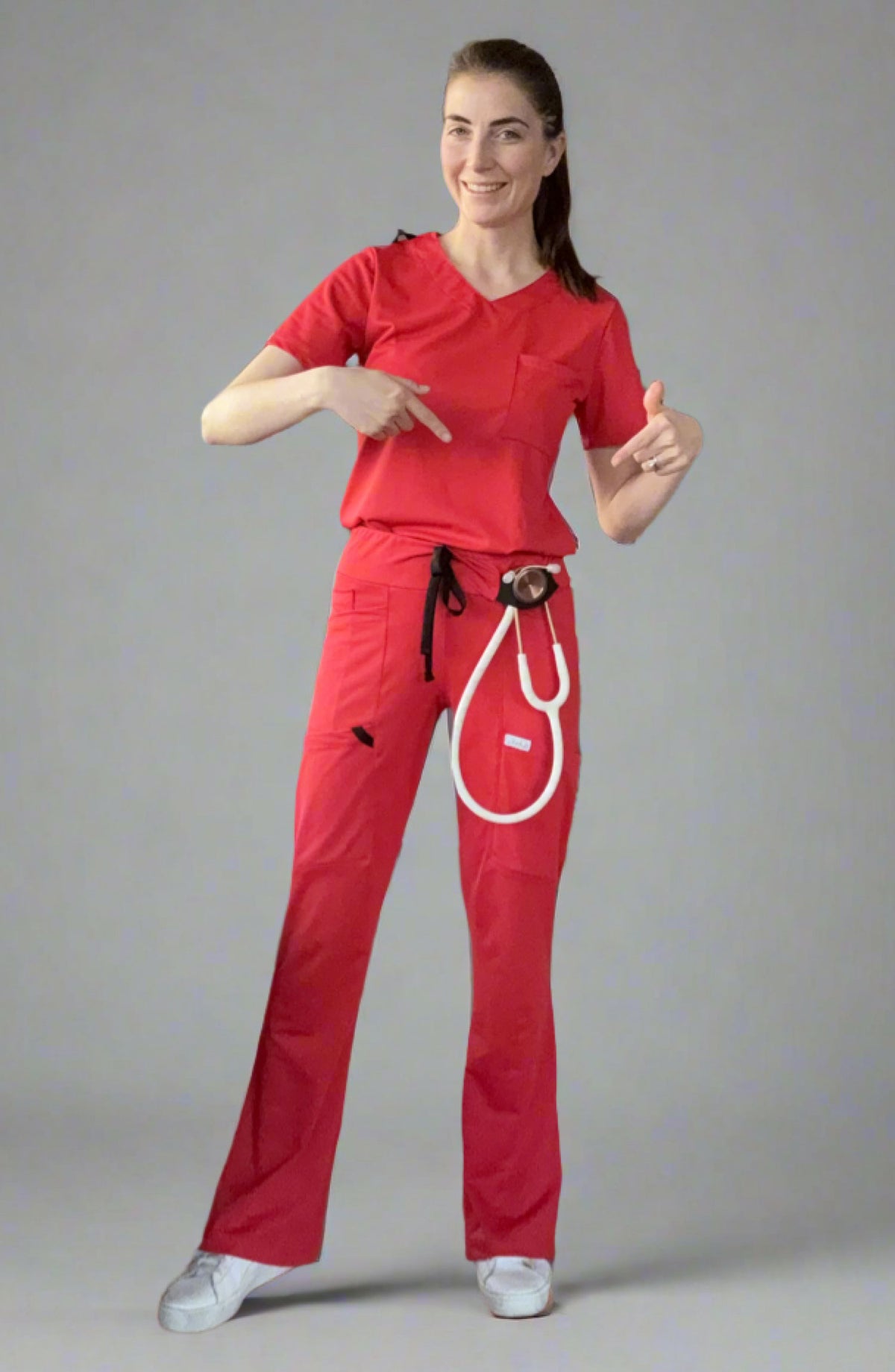 Women's Scrubs Bootcut Pants Scarlet Red OliveUs MDF Instruments