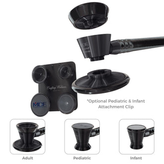Stethoscope Attachments for Pediatric and Infant Neonatal Patients with Clip MDF® ProCardial® Titanium BlackOut