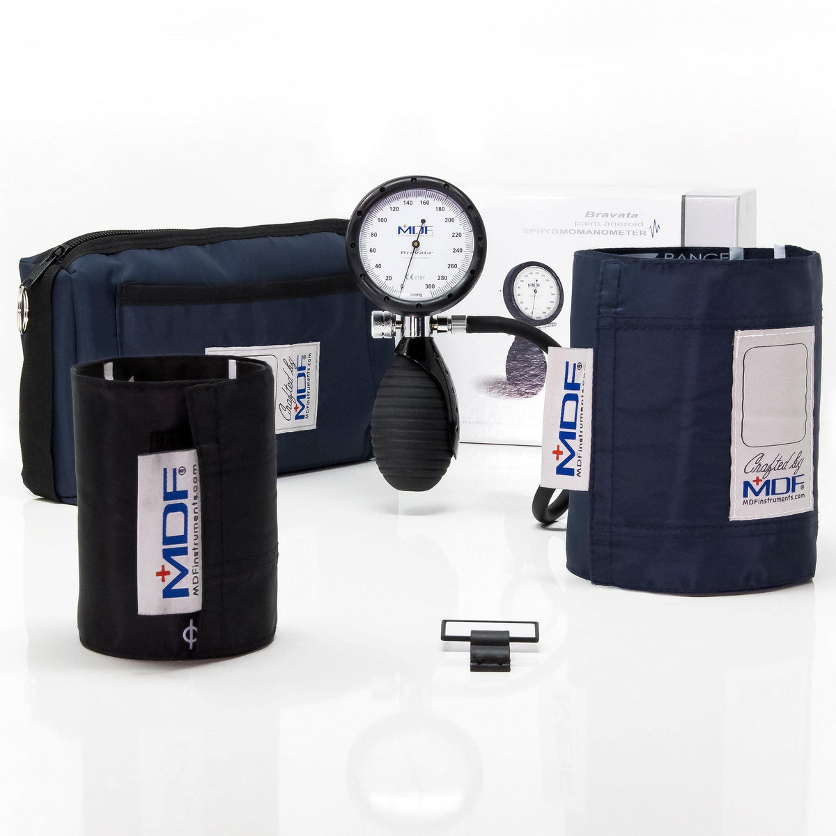 Sphygmomanometer MDF Instruments Bravata Navy Blue Palm Aneroid Manual Blood Pressure Monitor