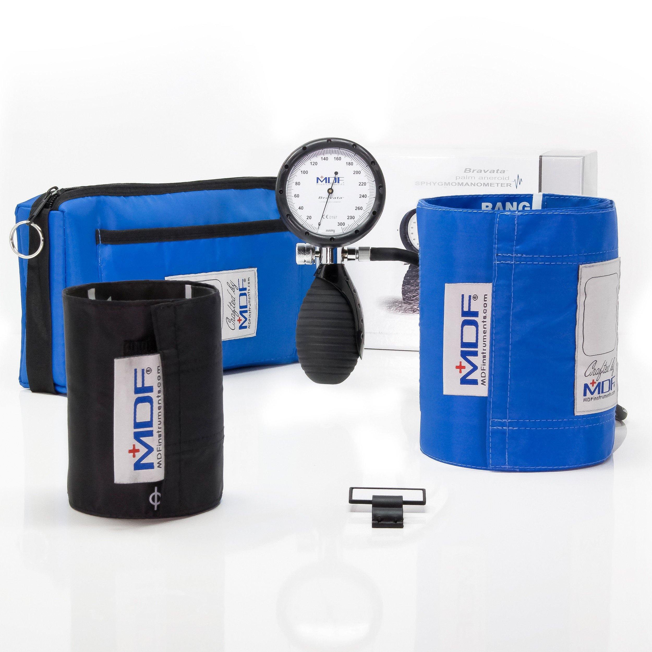 Sphygmomanometer MDF Instruments Bravata Royal Blue Palm Aneroid Manual Blood Pressure Monitor