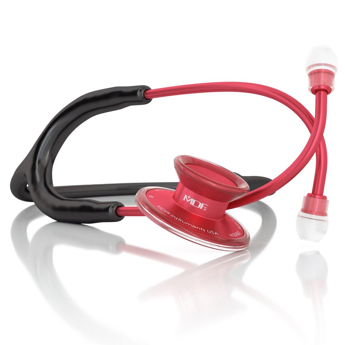 Stethoscope MDF Instruments Acoustica Lightweight Dual Head NoirNoir Black and Red