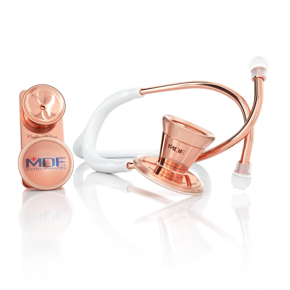 ProCardial® Stainless Steel Adult & Pediatric Stethoscope - White/Rose Gold - MDF Instruments Official Store - Stethoscope
