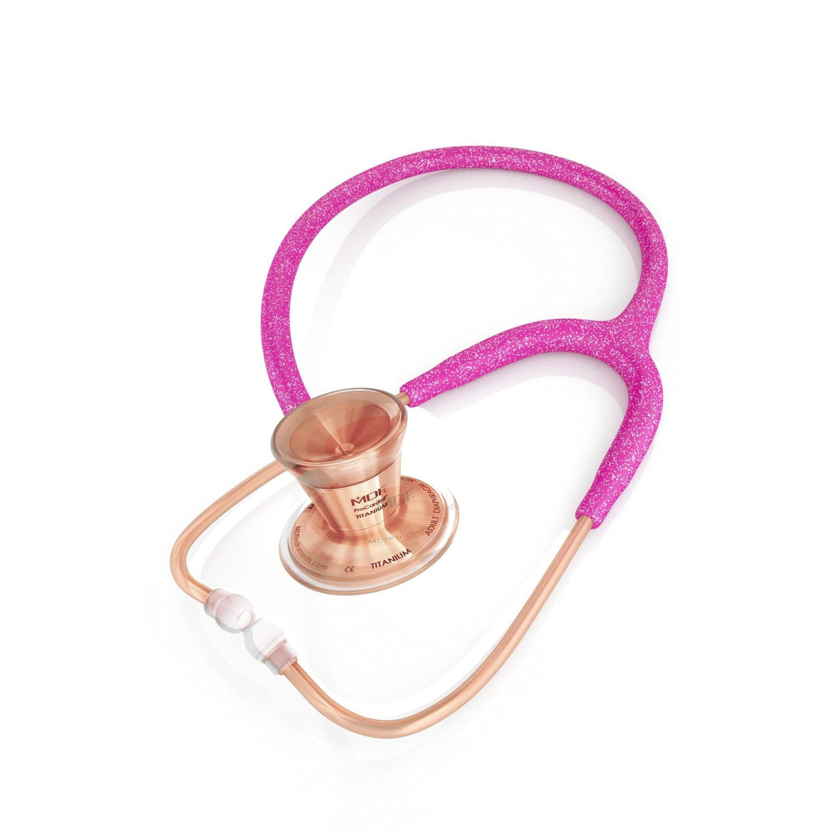 Stethoscope MDF Instruments ProCardial Titanium Cardiology Mprint Bright Pink Glitter Rose Gold