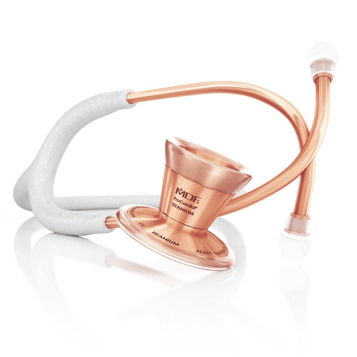 Stethoscope MDF Instruments ProCardial Titanium Cardiology White Glitter and Rose Gold